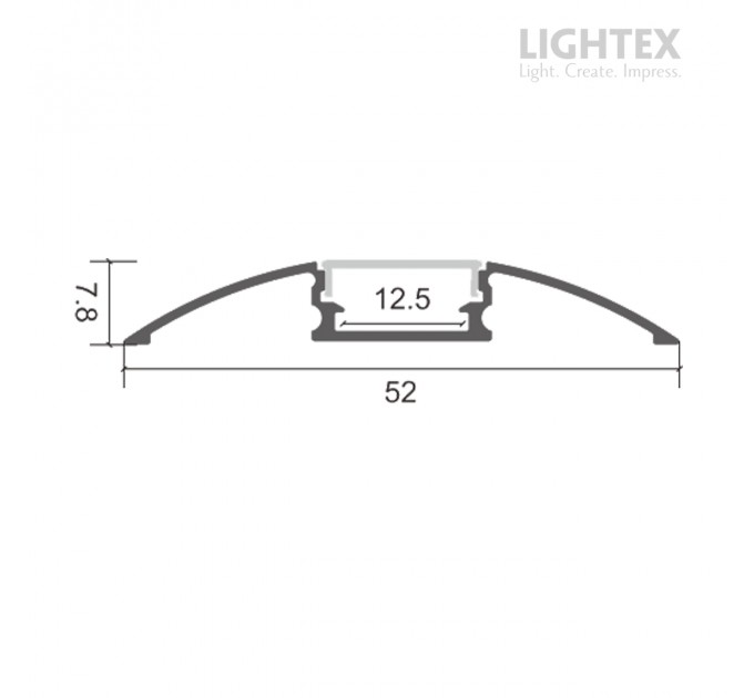 Алуминиев профил за LED лента 8/10mm съединителен 52mm *7.8mm - 2 m с матиран разсейвател, капачки и държачи Lightex