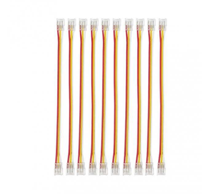 Гъвкав конектор с кабел 15см за еднократна употреба 3PIN за LED лента CCT 168Leds/m 6A 8мм IP20 10бр/пакет Lightex