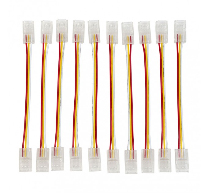 Гъвкав конектор с кабел 10см за многократна употреба 3PIN за LED лента CCT 10mm 10бр/пакет Lightex