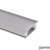 Алуминиев профил за LED лента за вграждане 24.7mm x7mm-2 m с матиран разсейвател,капачки и държачи Lightex