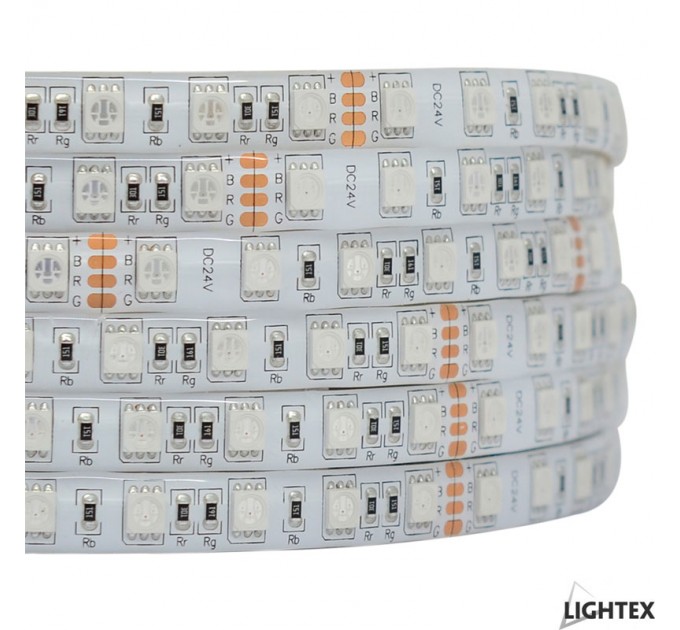 LED лента 5050 60бр./м 24V 12W/метър IP67 RGB 720lm/m Lightex / 5м-опаковка /