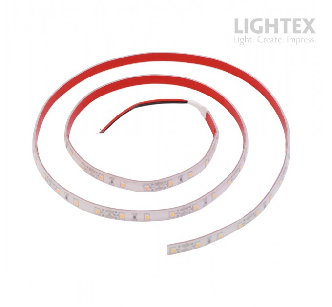 LED лента влагозащитена 2835 60бр/м 12V DC 4.8W/m 102lm/W WW 3000K IP44 силиконово покритие10мм Lightex /опаковка 5м/