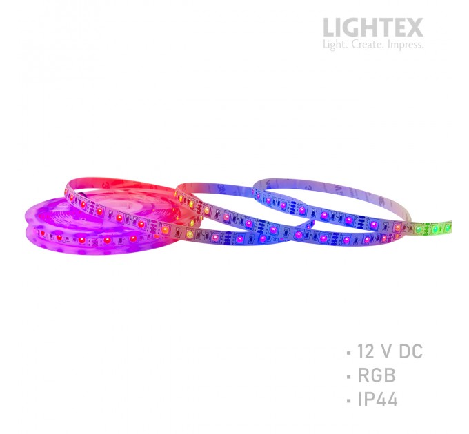 LED лента ECONOMY 5050 60бр/м 12V DC 14.4W 15lm/W RGB IP44 силиконово покритие 10mm Lightex /опаковка 5м/