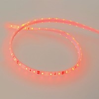 LED лента влагозащитена 2835 60бр/м 12V DC 4.8W/m 100lm/w червена светлина IP68 силиконово покритие и лепило 10мм Lightex /опаковка 5м/