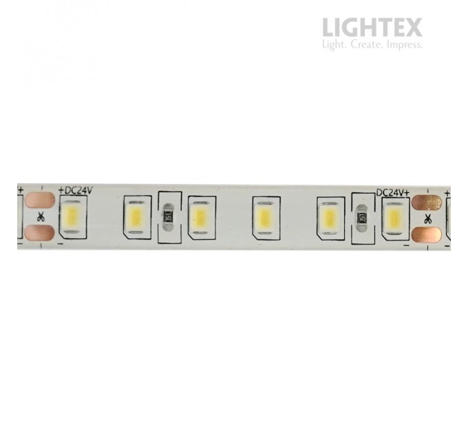 LED лента 2835 120бр/м 24V 9.6W 103lm/W WW 3000K IP44 силиконово покритие 8мм Lightex /опаковка 5м/