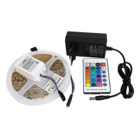 Комплект LED лента 5050 60бр/м 14.4W/m 10lm/W RGB IP20 220V 3м с адаптор и радиочестотен контролер Lightex