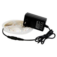 Комплект LED лента 2835 60бр/м 4.8W/m 106lm/W CW 6000K IP20 220V 5м с адаптор Lightex