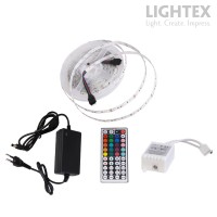 Комплект LED лента 5050 60бр/м 14.4W/m 10lm/W RGB IP20 220V 5м с адаптор и радиочестотен контролер Lightex