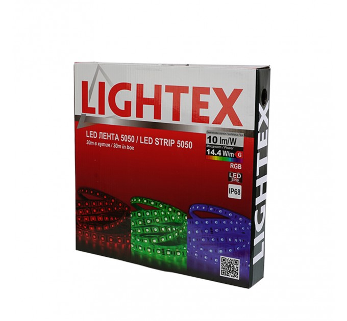 LED лента 5050 60бр/м 24V DC 14.4W 10lm/W RGB IP68 12mm със силиконово покритие и 3M лента 30м в кутия Lightex