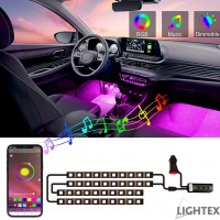 Комплект за автомобил 12V RGB LED 4x18SMD5050 9W с дистанционно управление,звуков и Bluetooth APP контрол Lightex