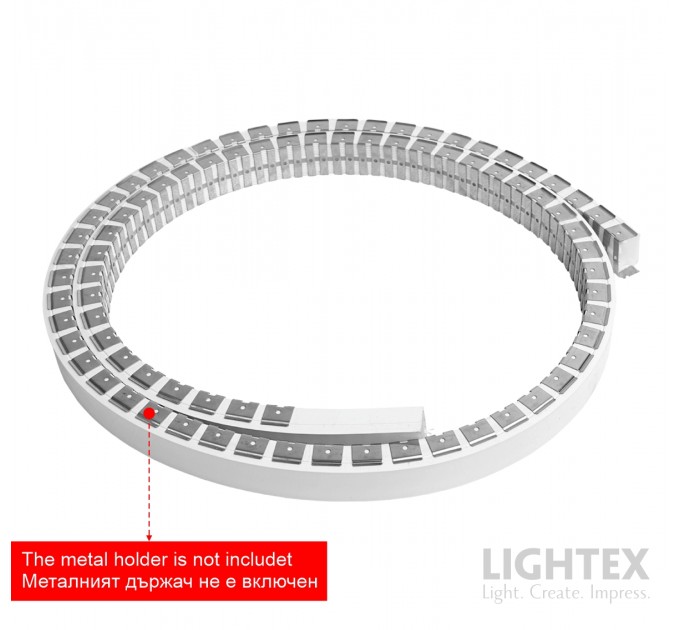 Гъвкав силиконов профил 20x20mm за LED лента с ширина max.16mm бял IP65 Lightex