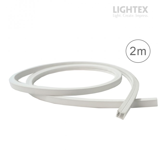 Гъвкав силиконов профил 15х15mm за LED лента с ширина max.8mm бял IP65 - 2m Lightex