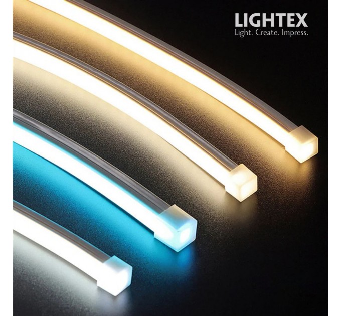 Гъвкав силиконов профил 15х15mm за LED лента с ширина max.8mm бял IP65 - 2m Lightex