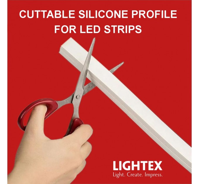 Гъвкав силиконов профил 15х15mm за LED лента с ширина max.8mm бял IP65 Lightex