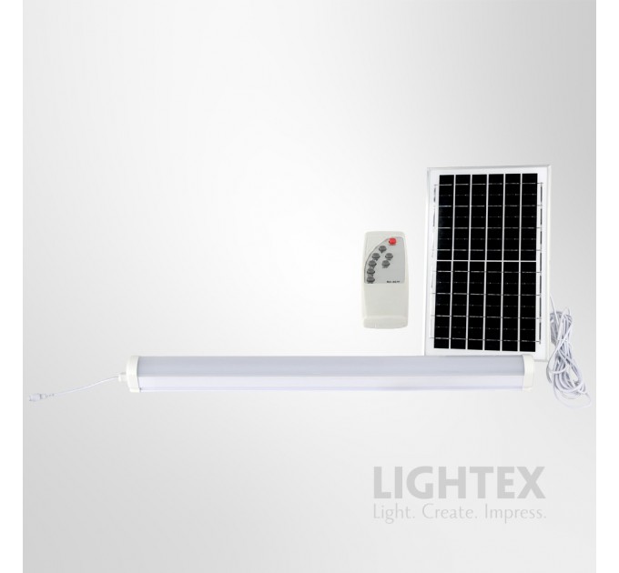 Соларен LED линеен осветител 6W 6500K 540lm battery 3.7V/4000mA IP65 с отделен соларен панел и дистанционно  Lightex