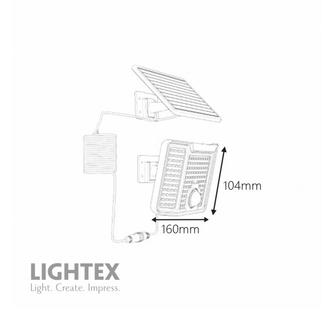 Соларен LED прожектор RINGO със сензор 5.5W 4000K 400lm IP44 батерия 3.7V 1200mAh Lightex
