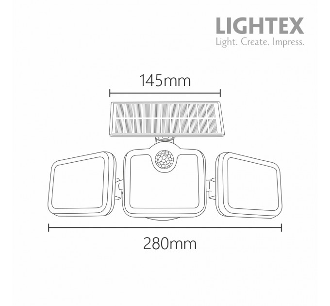 Соларен LED прожектор черен AVARO със сензор 5W 4000K 420lm IP44 батерия 2*1200mAh Lightex