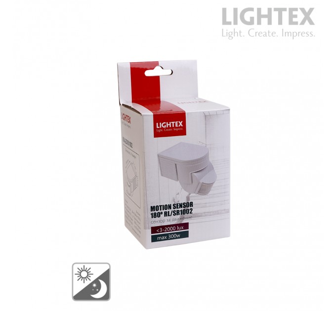 Сензор за движение бял 180' max.12m max.300W LED IP20 Lightex