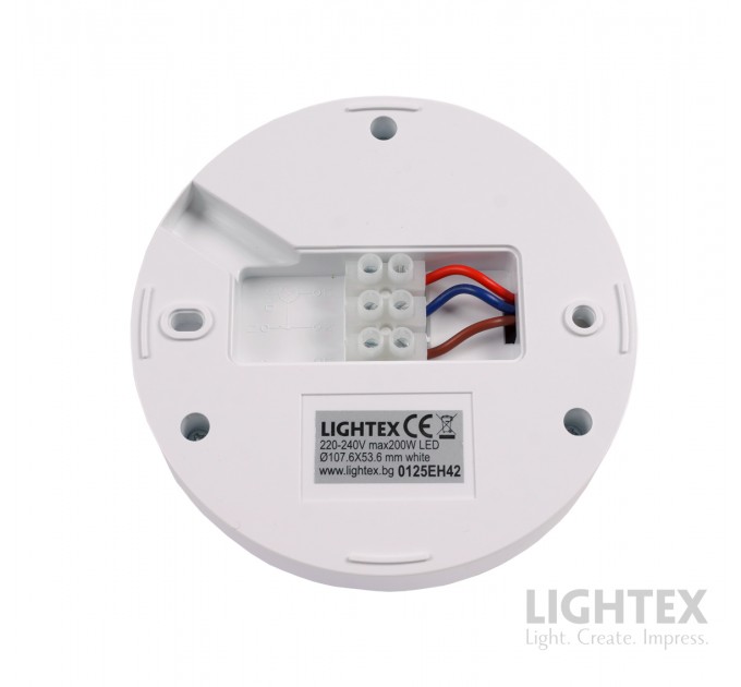 Сензор за движение бял 120-360' max.6m max 200W LED Ø107.6 х 53.6 IP20 Lightex