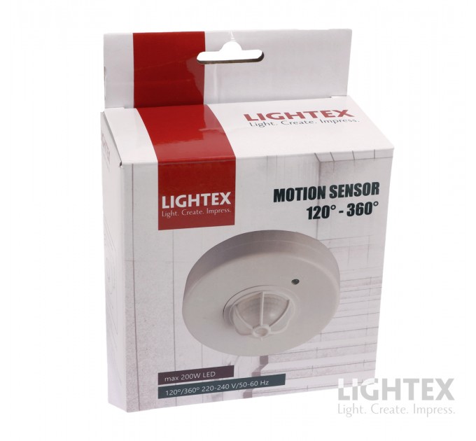 Сензор за движение бял 120-360' max.6m max 200W LED Ø107.6 х 53.6 IP20 Lightex
