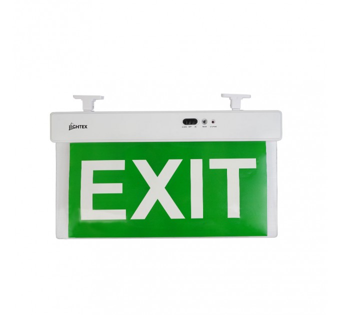 Аварийно 12 SMD LED 1W 6500K 15lm 3.7V 1200mAh висящо за стена и таван с EXIT, пиктограма човече и стрелка 375x205 mm Lightex