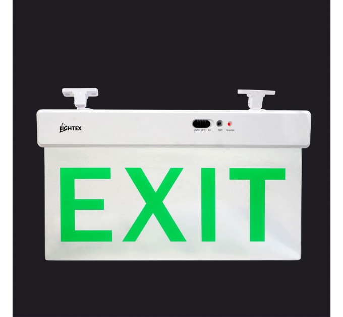 Аварийно 12 SMD LED 1W 6500K 15lm 3.7V 1200mAh висящо за стена и таван EXIT 375x205 mm Lightex