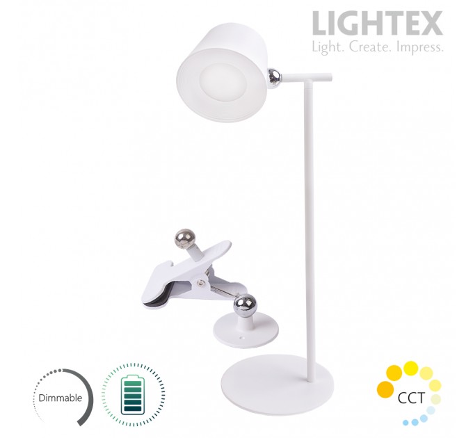 LED настолна лампа 3в1 MAZE DC 5V 2W CCT 180lm димируема USB type C  2000mah IP20 бяла Lightex