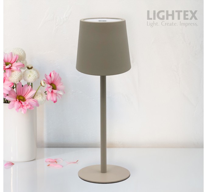 LED настолна лампа JAZZ 2W 3000K-6500K  IP 20 USB димируема Touch+USB type C батерия 3.7V 1200mAh сива Lightex