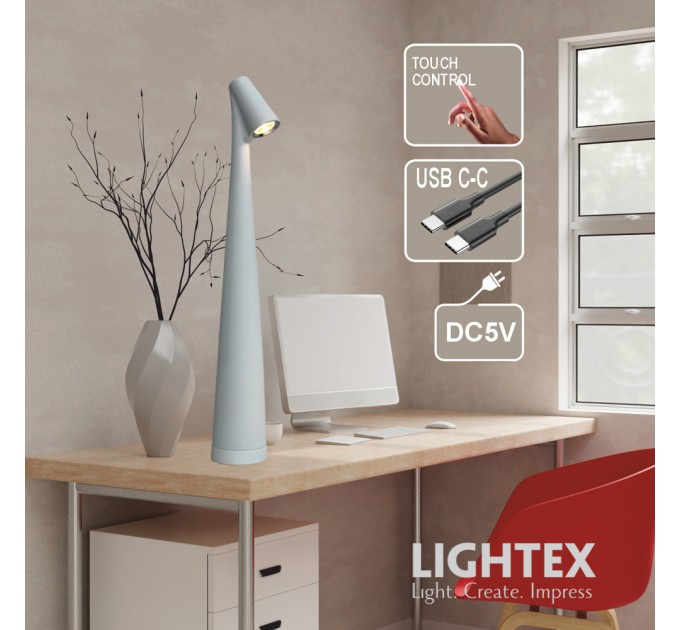 LED настолна лампа BEN DC 5V 1W CCT 90lm Touch+USB 1200mah Li-ion бяла Lightex