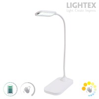 LED настолна лампа SIGMA DC 5V 3W 3000K-6500K 200lm 1200mah Li-ion управление с жест IP20 бяла Lightex