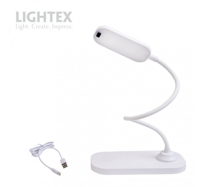 LED настолна лампа SIGMA DC 5V 3W 3000K-6500K 200lm 1200mah Li-ion управление с жест IP20 бяла Lightex