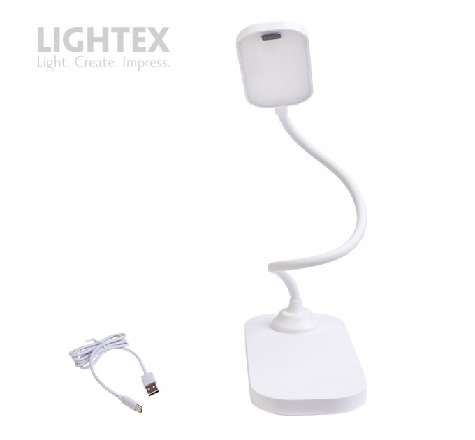 LED настолна лампа SIGMA DC 5V 3W 3000K-6500K 200lm 1200mah Li-ion управление с жест IP20 бяла Lightex