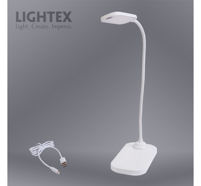 LED настолна лампа SIGMA DC 5V 3W 3000K-6500K 200lm 1200mah Li-ion управление с жест IP20 бяла Lightex