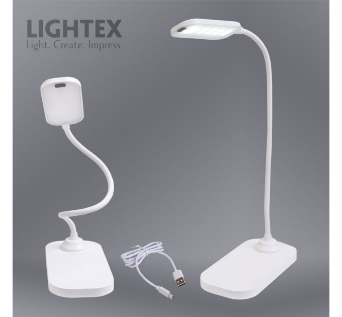 LED настолна лампа SIGMA DC 5V 3W 3000K-6500K 200lm 1200mah Li-ion управление с жест IP20 бяла Lightex