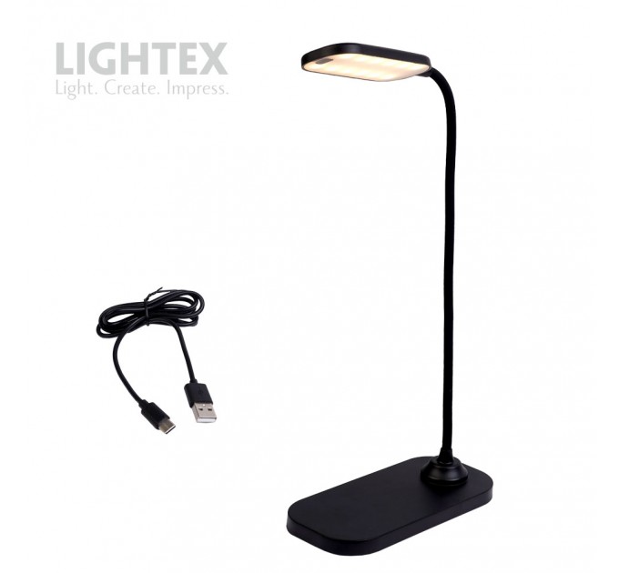 LED настолна лампа SIGMA DC 5V 3W 3000K-6500K 200lm 1200mah Li-ion управление с жест IP20 черна Lightex
