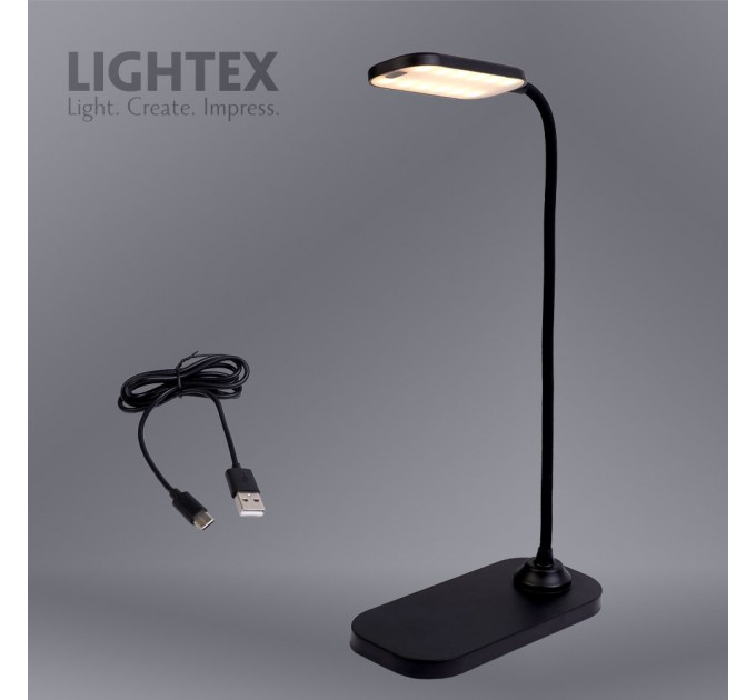 LED настолна лампа SIGMA DC 5V 3W 3000K-6500K 200lm 1200mah Li-ion управление с жест IP20 черна Lightex
