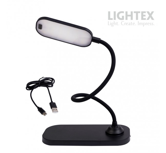 LED настолна лампа SIGMA DC 5V 3W 3000K-6500K 200lm 1200mah Li-ion управление с жест IP20 черна Lightex