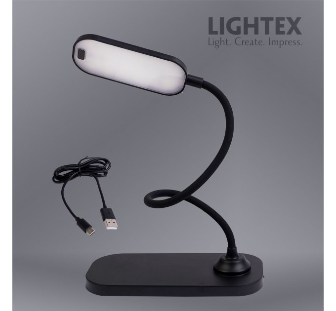 LED настолна лампа SIGMA DC 5V 3W 3000K-6500K 200lm 1200mah Li-ion управление с жест IP20 черна Lightex
