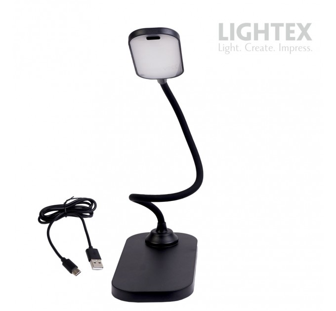 LED настолна лампа SIGMA DC 5V 3W 3000K-6500K 200lm 1200mah Li-ion управление с жест IP20 черна Lightex