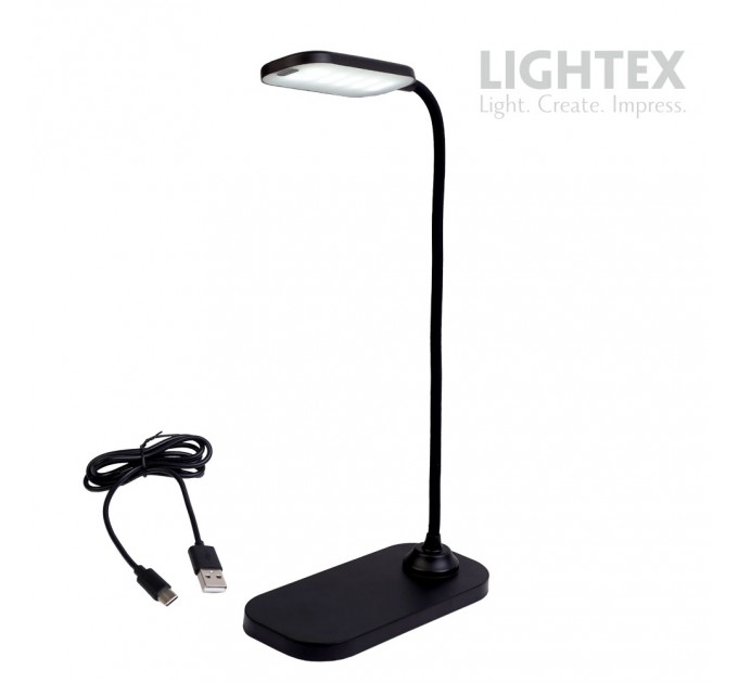LED настолна лампа SIGMA DC 5V 3W 3000K-6500K 200lm 1200mah Li-ion управление с жест IP20 черна Lightex
