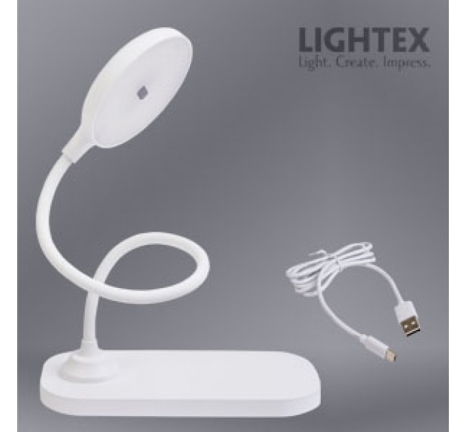 LED настолна лампа SIGMA R DC5V 3W 3000K-6500K 200lm 1200mah Li-ion управление с жест IP20 бяла Lightex