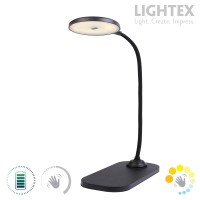 LED настолна лампа SIGMA R DC5V 3W 3000K-6500K 200lm 1200mah Li-ion управление с жест IP20 черна Lightex