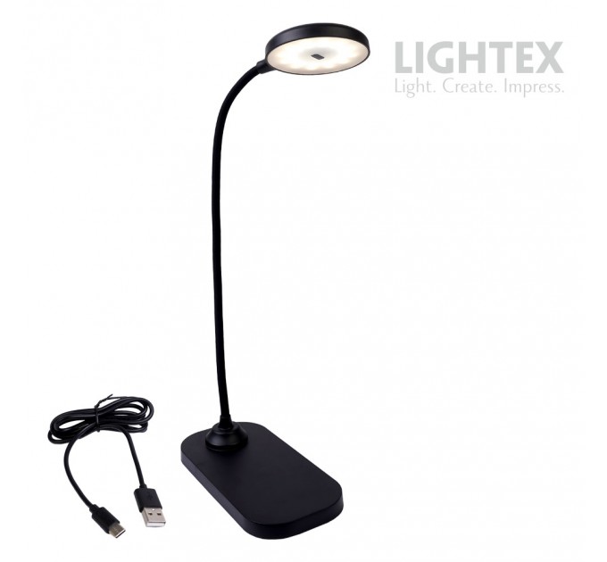 LED настолна лампа SIGMA R DC5V 3W 3000K-6500K 200lm 1200mah Li-ion управление с жест IP20 черна Lightex