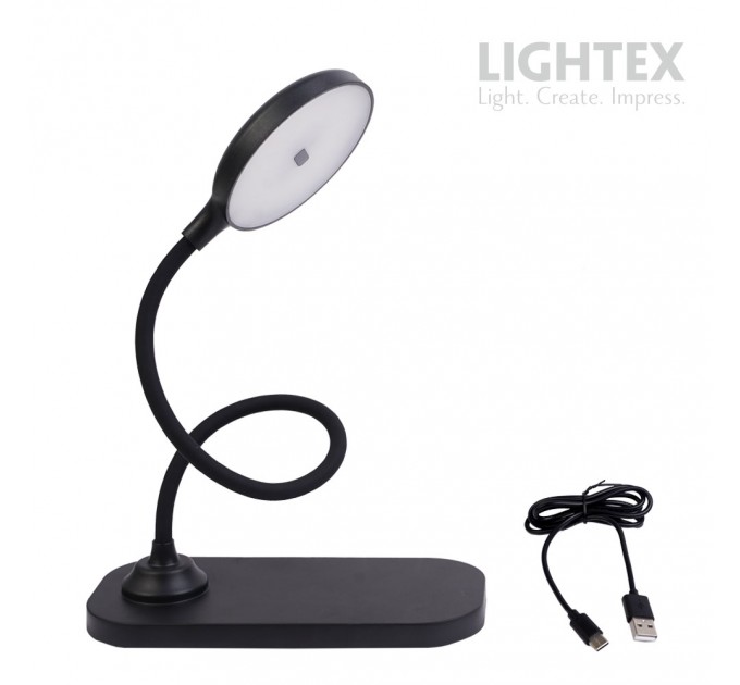 LED настолна лампа SIGMA R DC5V 3W 3000K-6500K 200lm 1200mah Li-ion управление с жест IP20 черна Lightex