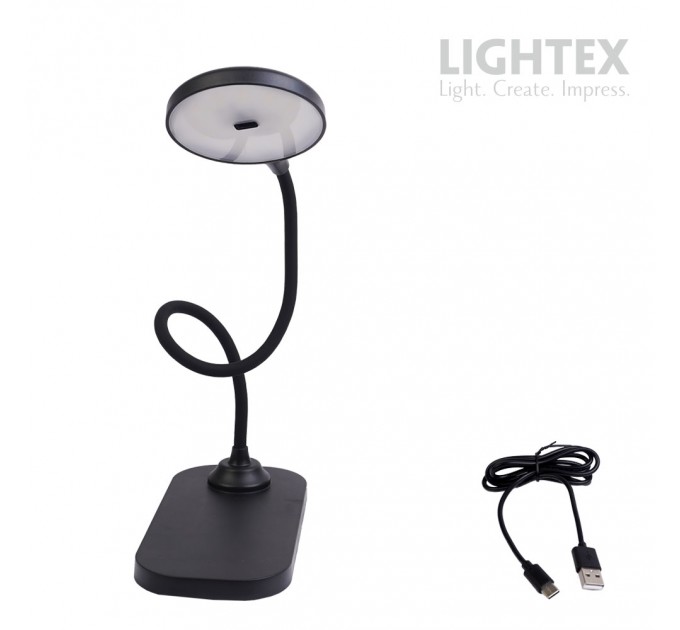 LED настолна лампа SIGMA R DC5V 3W 3000K-6500K 200lm 1200mah Li-ion управление с жест IP20 черна Lightex
