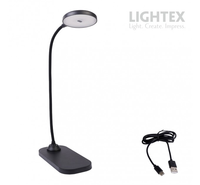 LED настолна лампа SIGMA R DC5V 3W 3000K-6500K 200lm 1200mah Li-ion управление с жест IP20 черна Lightex