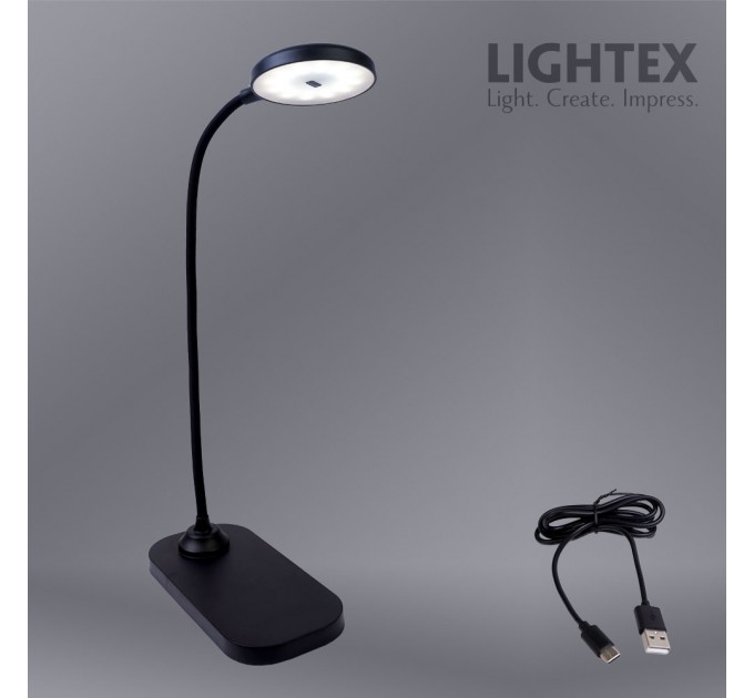 LED настолна лампа SIGMA R DC5V 3W 3000K-6500K 200lm 1200mah Li-ion управление с жест IP20 черна Lightex