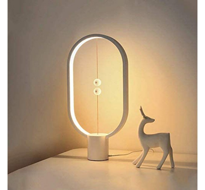 LED настолна лампа Heng Balance 5W 3000K елипса с USB бяла