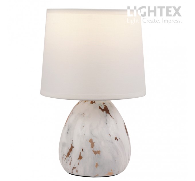Настолна лампа BELLE керамика бял мрамор 1x Е14 h250mm Lightex