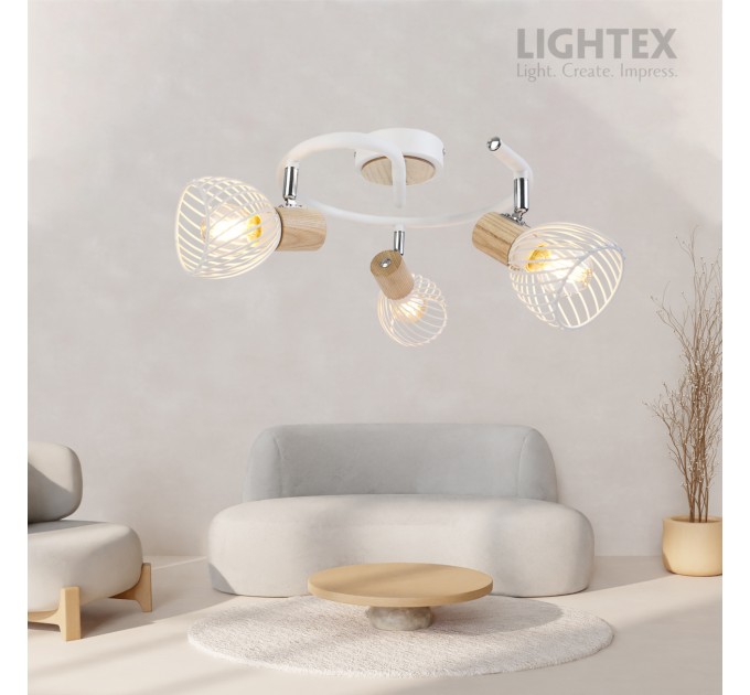 Спот ADRIANA 3xE14 бяло + светло дърво 250x180mm Lightex